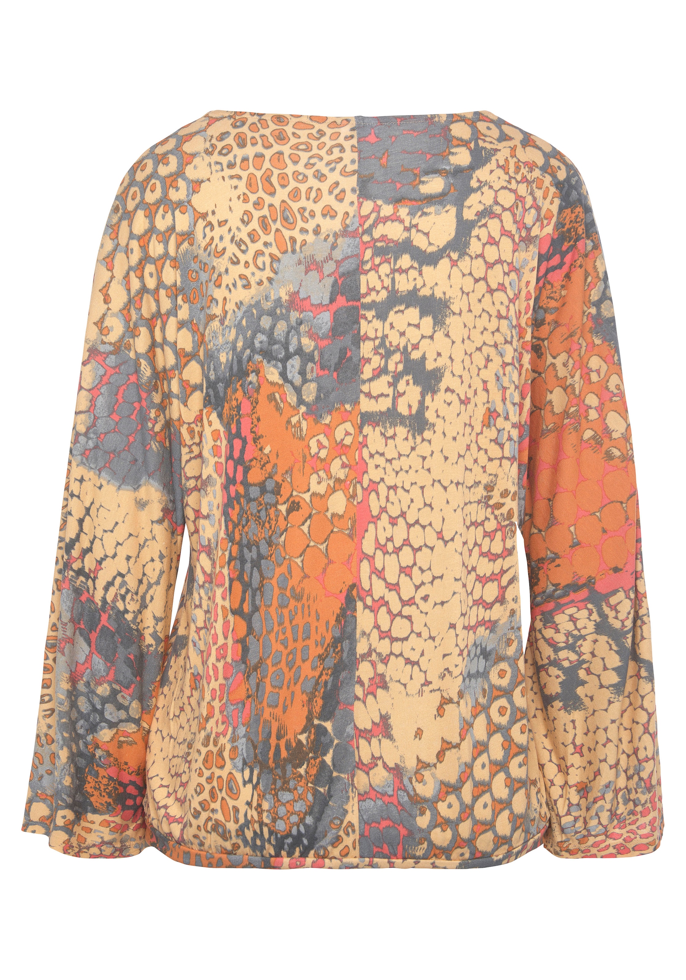 Buffalo Fledermausshirt , mit Animaldruck, lockere Bluse mit V-Ausschnitt, Blusenshirt