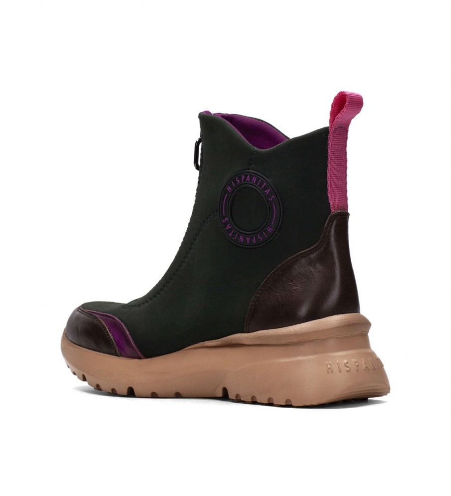 Botas de cano curto Hispanitas em couro polinésio, pretas