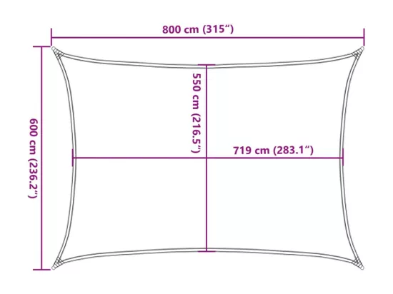 Voile d'ombrage 160 g/m² Rouge 6x8 m PEHD