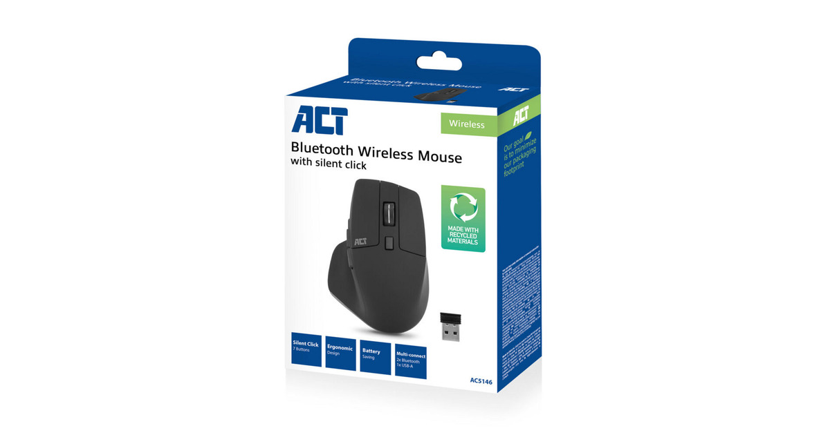 ACT ConnectivityDraadloze multi-connect muis  (Zwart, 2.4 GHz / Bluetooth)