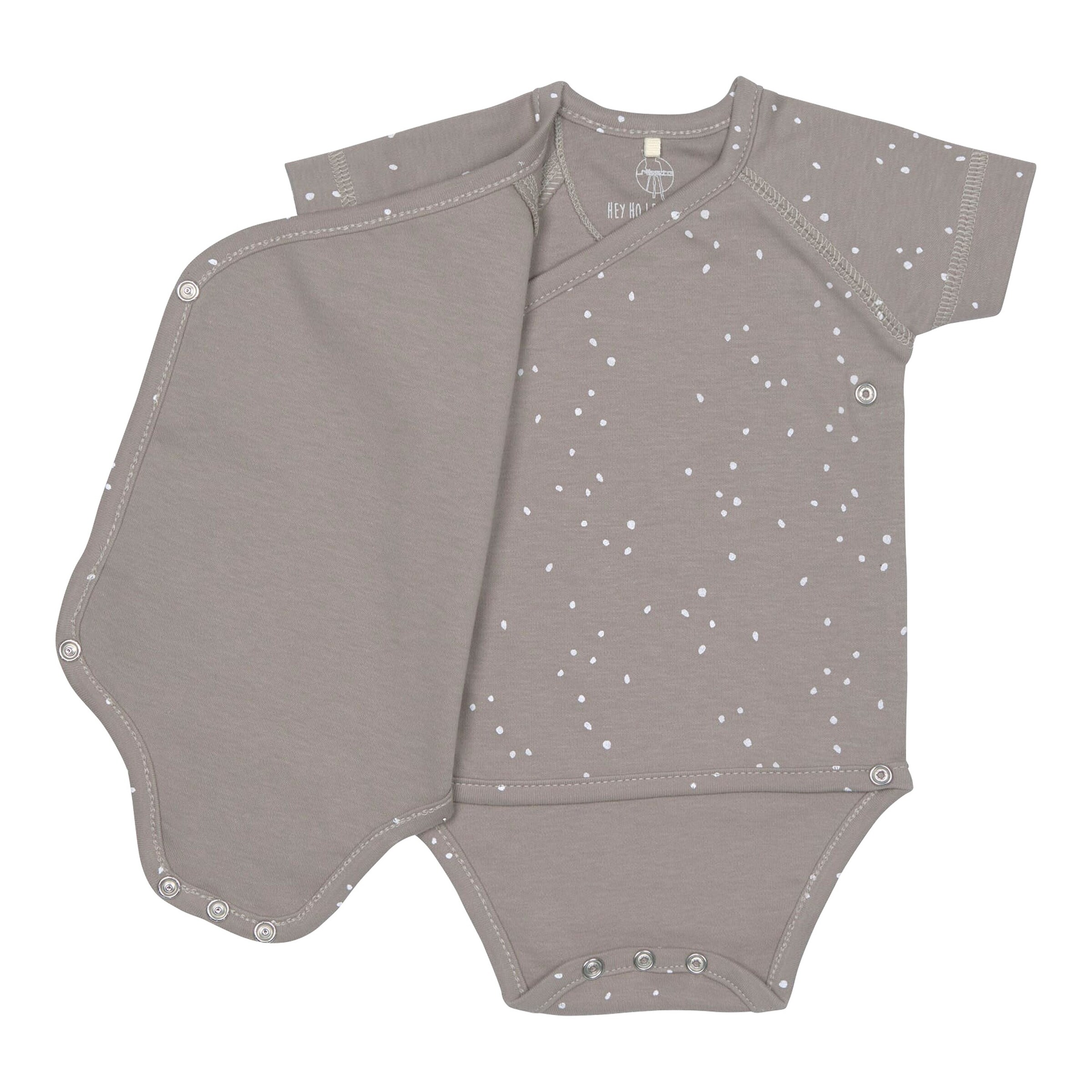 Lässig Body / Wickelbody kurzarm Punkte taupe