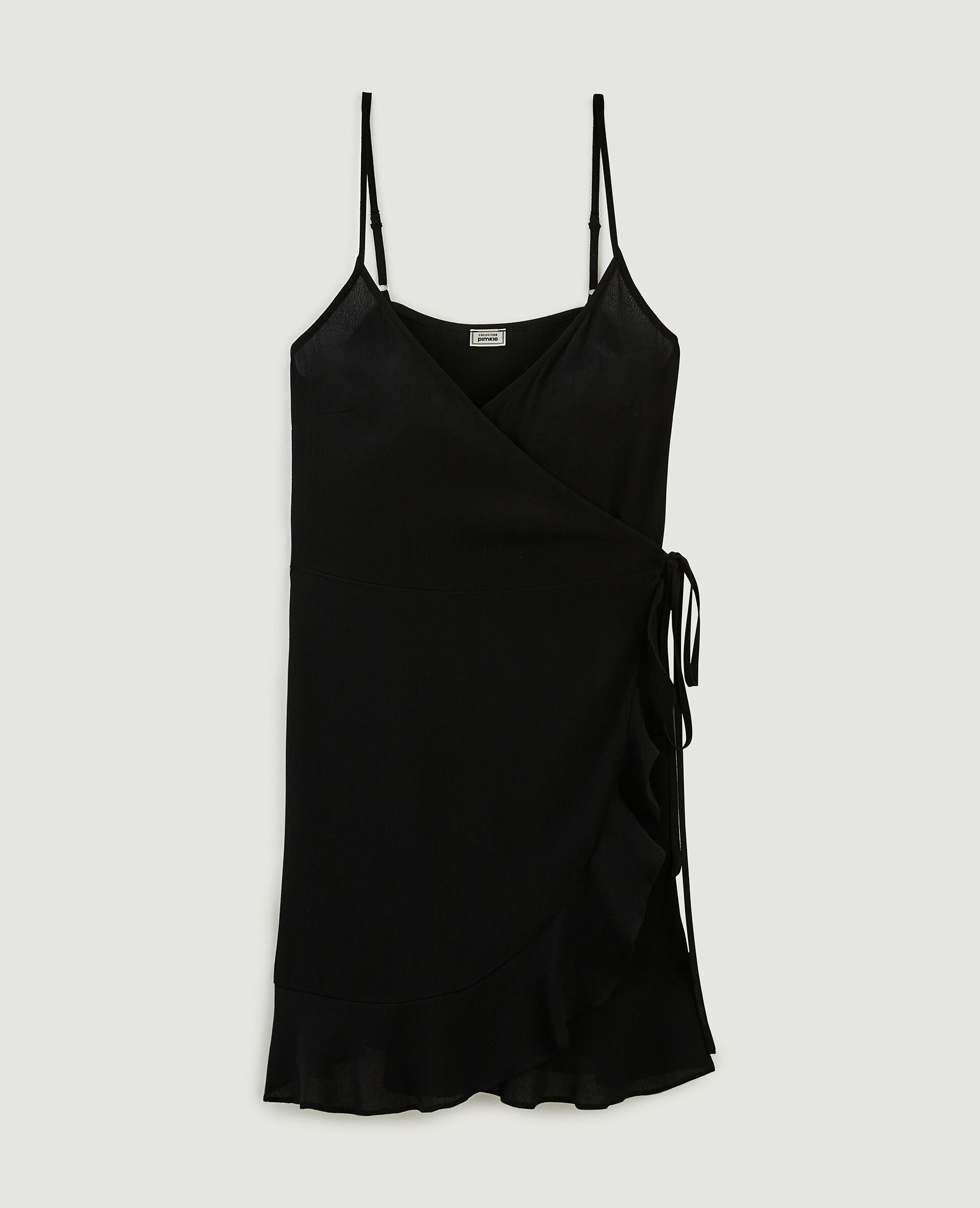 Robe courte porte-feuille avec volants - Noir