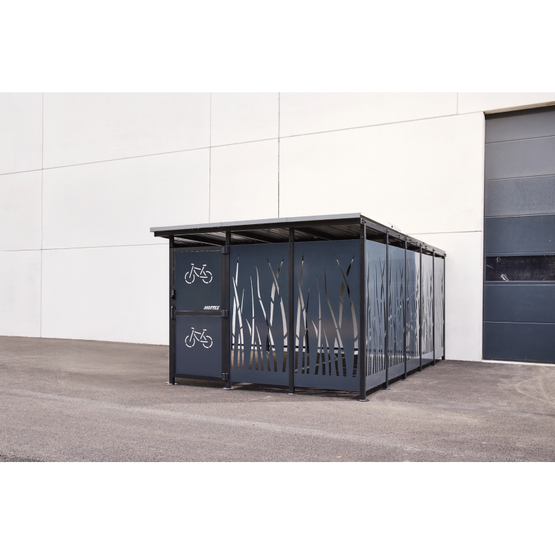 Abri vélo sécurisé Modèle 3x5m Décor roseau