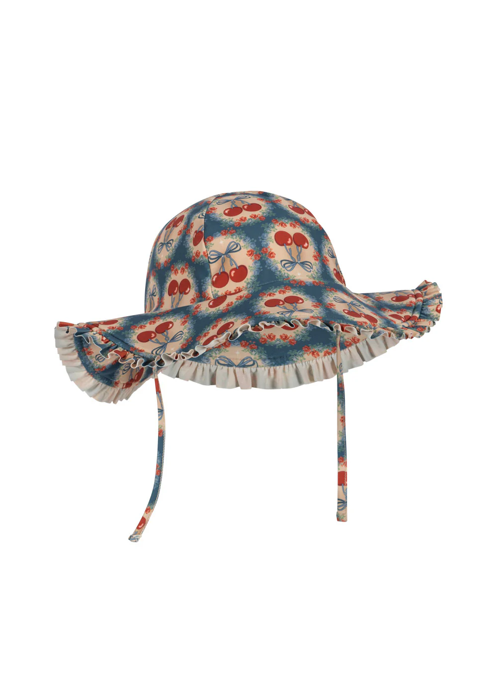 Maya badehat - cherry bow blue - 12-18M