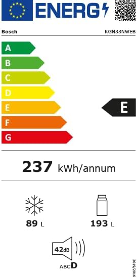 Bosch KGN33NWEB Réfrigérateur Combi Autonome Série 2 - 282 L - H176 cm x L60 cm - Blanc