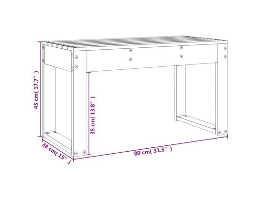 VIDAXL - Banc de jardin noir 80x38x45 cm bois massif de pin