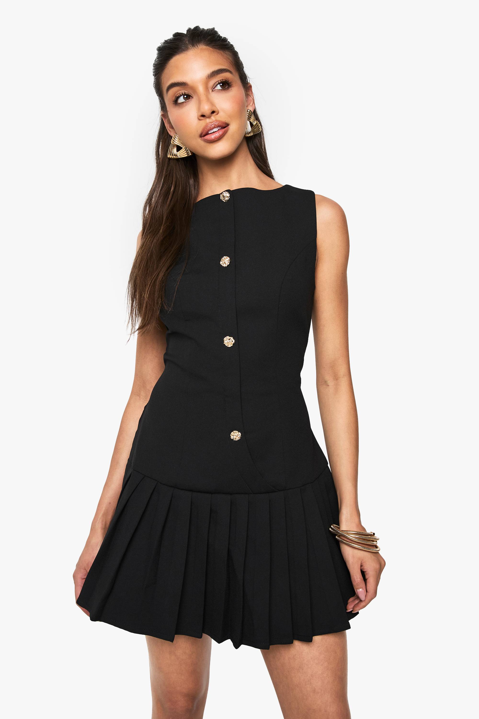 boohoo Robe mini plissée à taille basse
