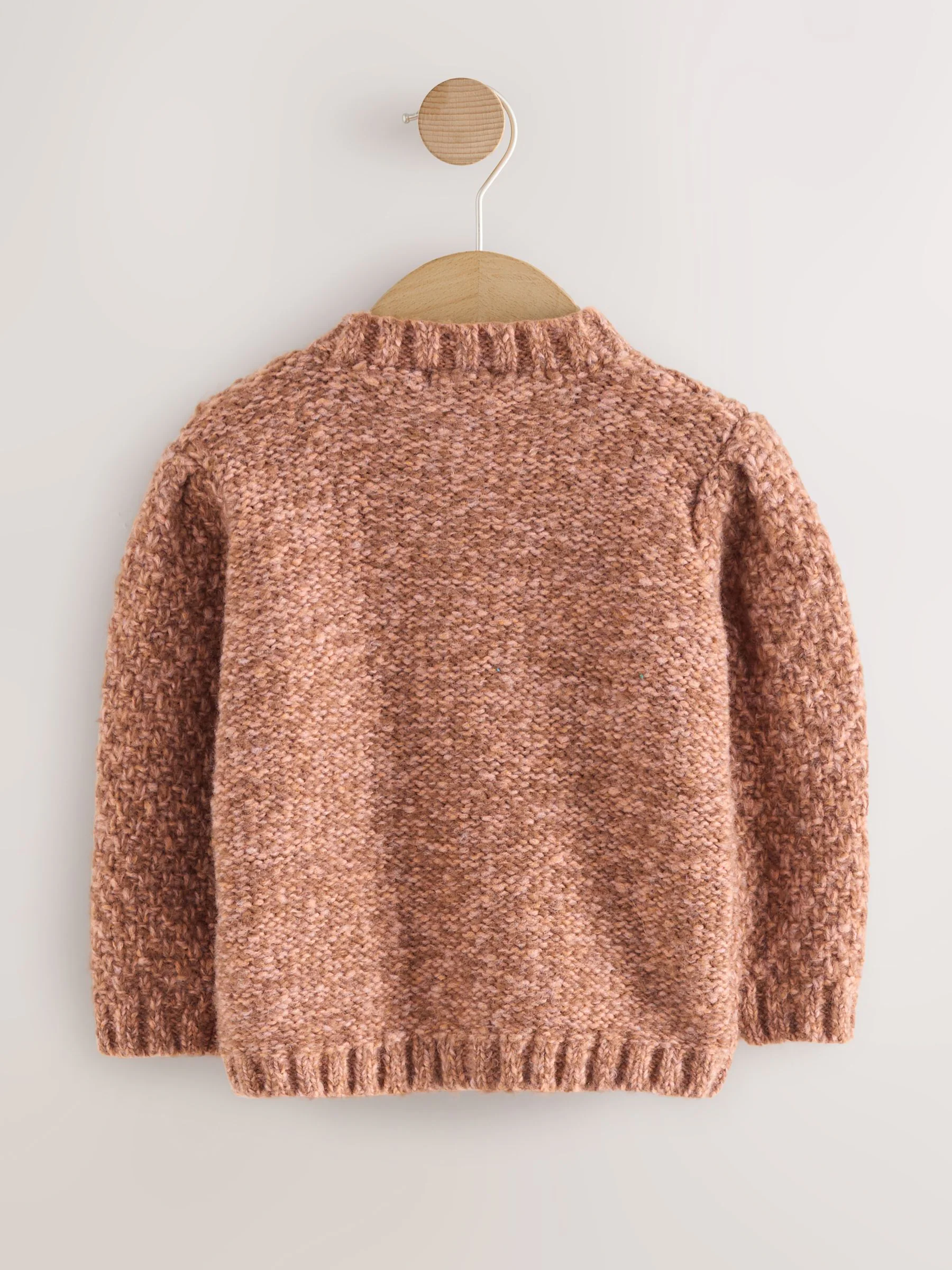 Chocoladebruin - Grofgebreid gebobbeld vest (3 mnd-10 jr)