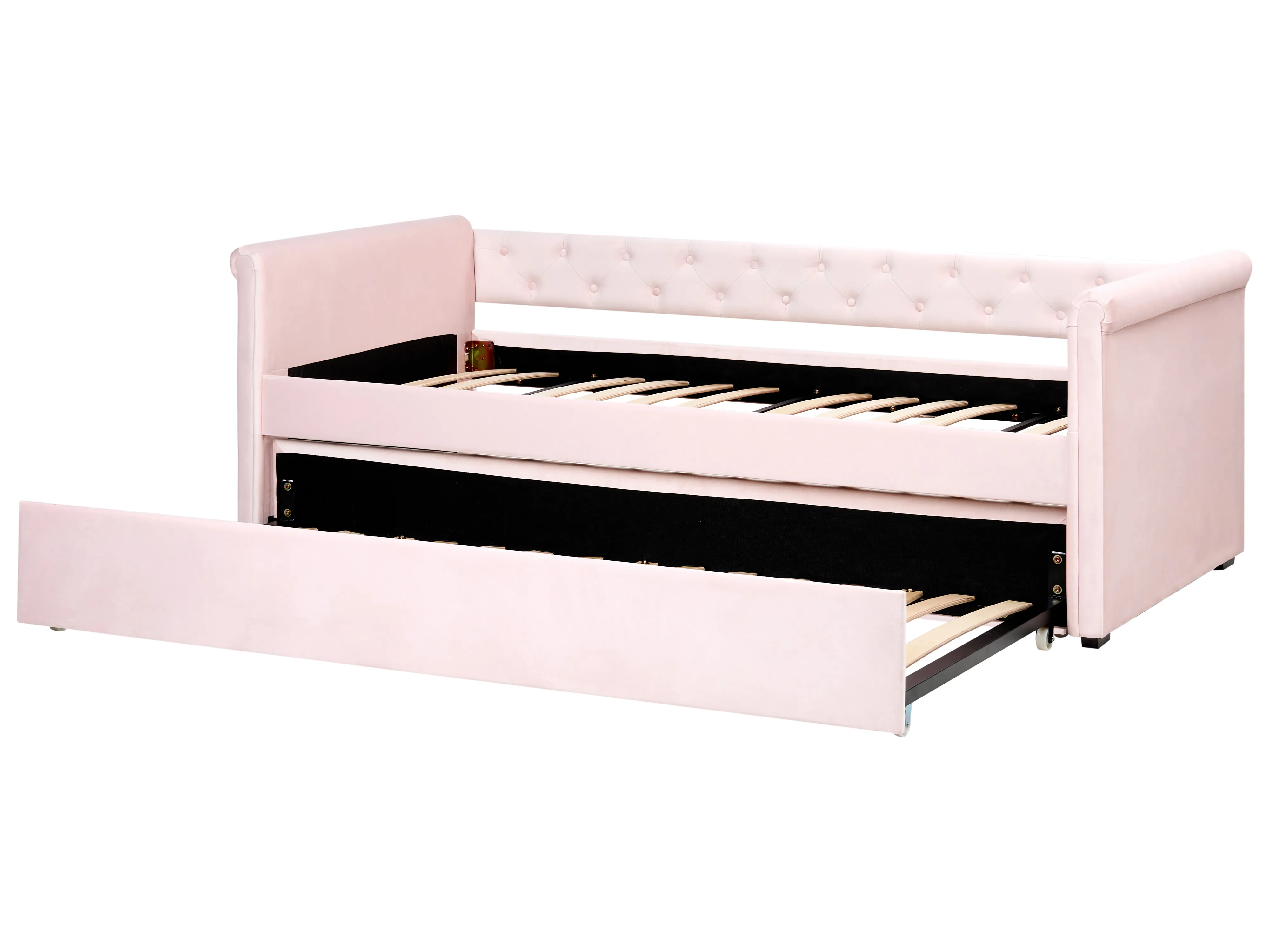 Onderschuifbed Fluweel LIBOURNE 90 x 200 cm Pastelroze