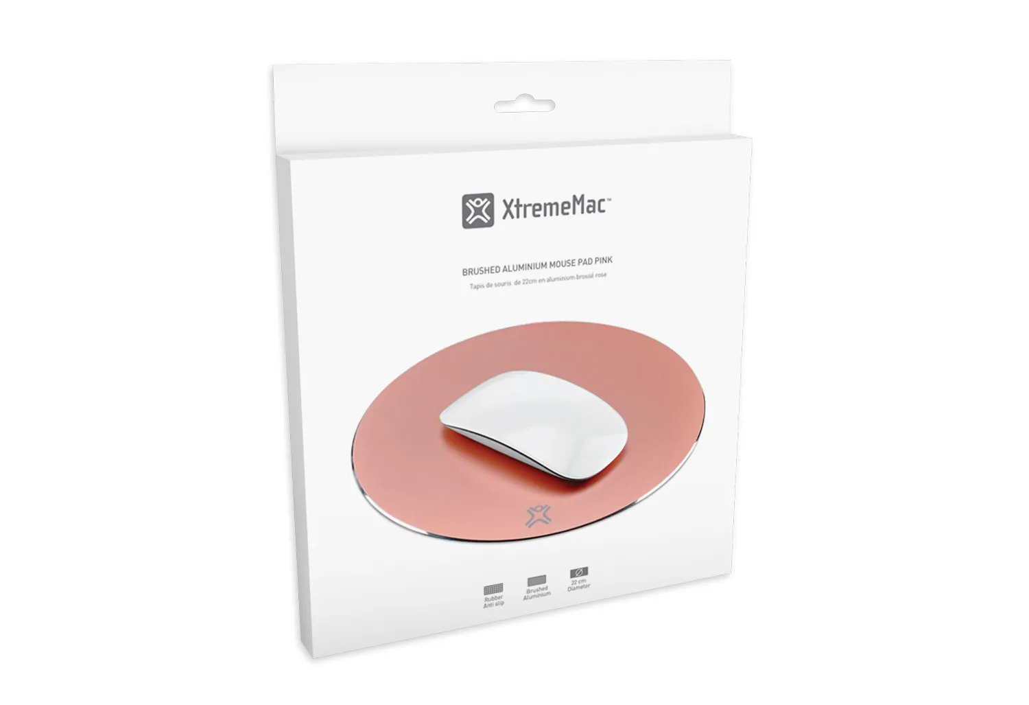 (22cm ⌀) Aluminium Mousepad Mauspad Anti-Rutsch PC Mausmatte (XM-MPR-PNK) - Rose