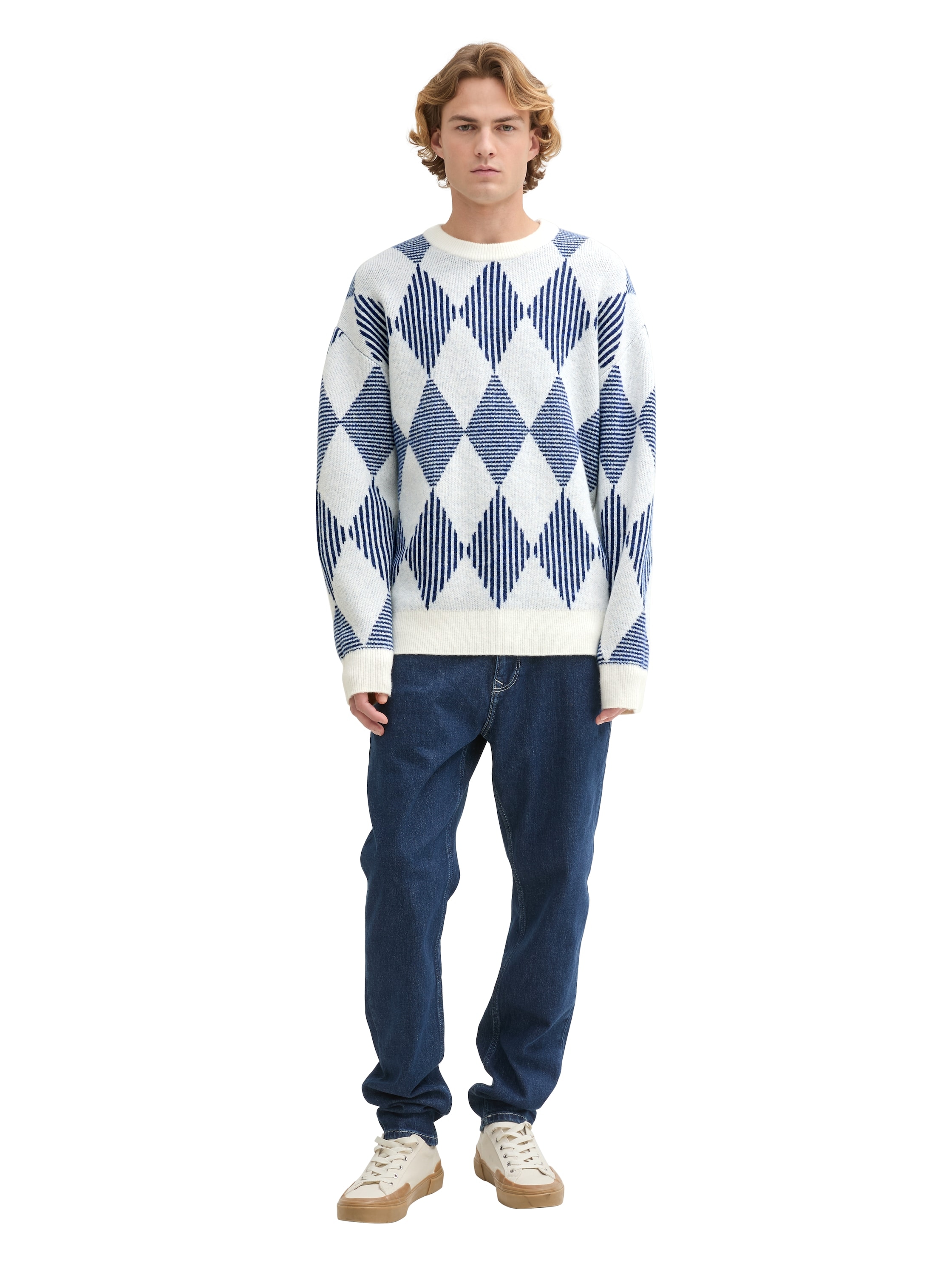 TOM TAILOR Denim Rundhalspullover , mit Argyle Muster