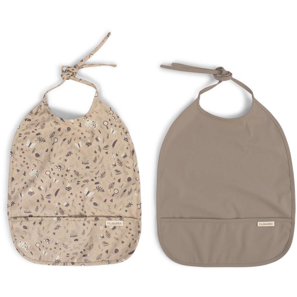 Køb FILIBABBA Hagesmæk m. bindebånd 2-pak Little Wonders/Warm Grey