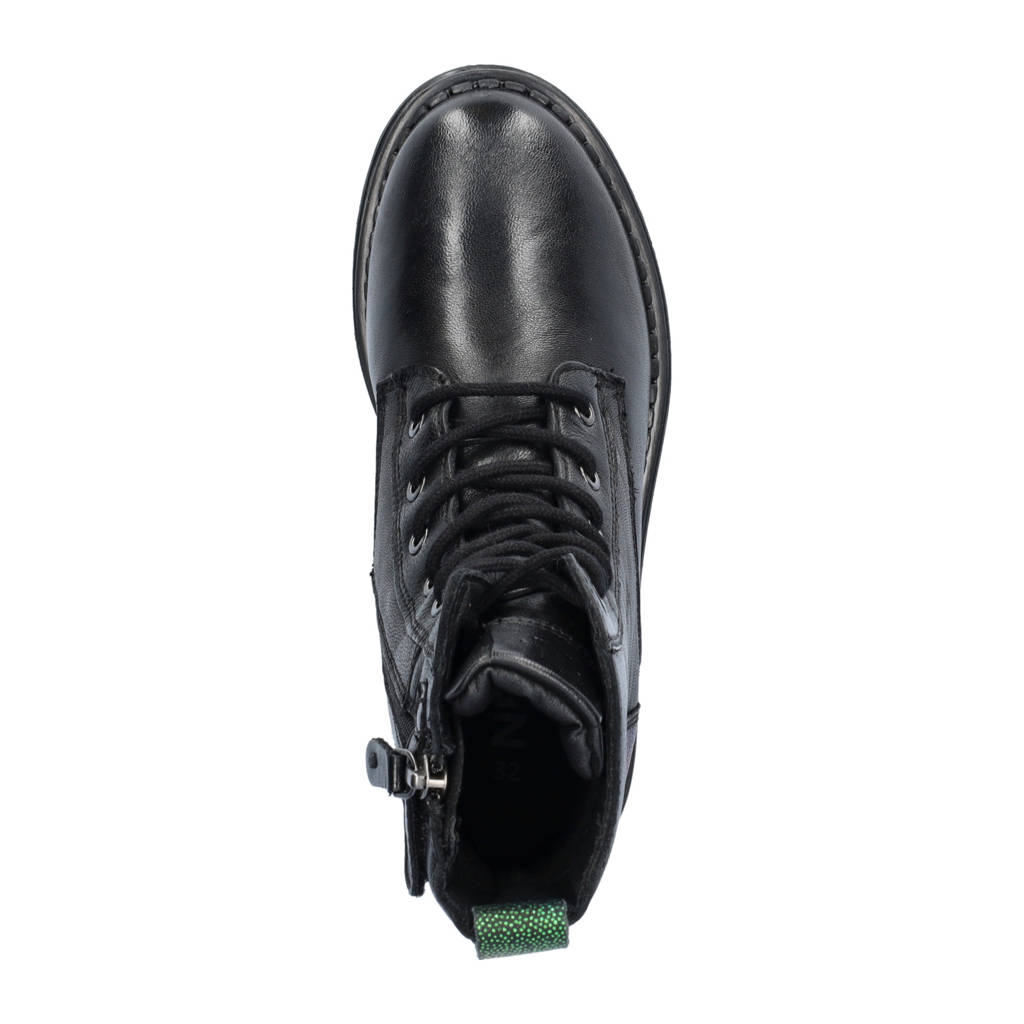Nelson Kids leren veterboots zwart