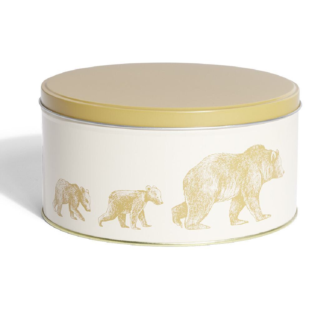 Boîte ronde en métal Ø16,7cm motif ours jaune