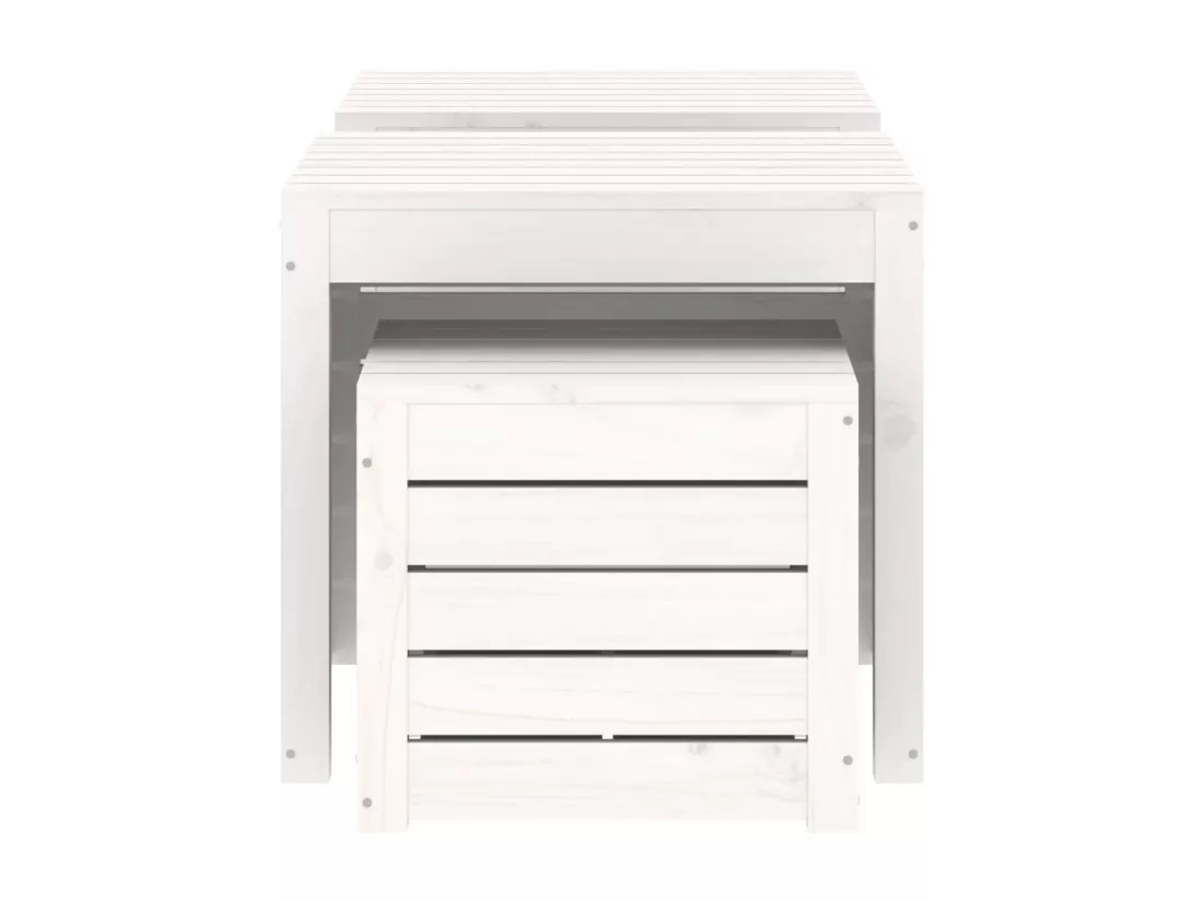 Prolenta Premium - Ensemble de boîtes de jardin 3 pcs blanc bois de pin massif