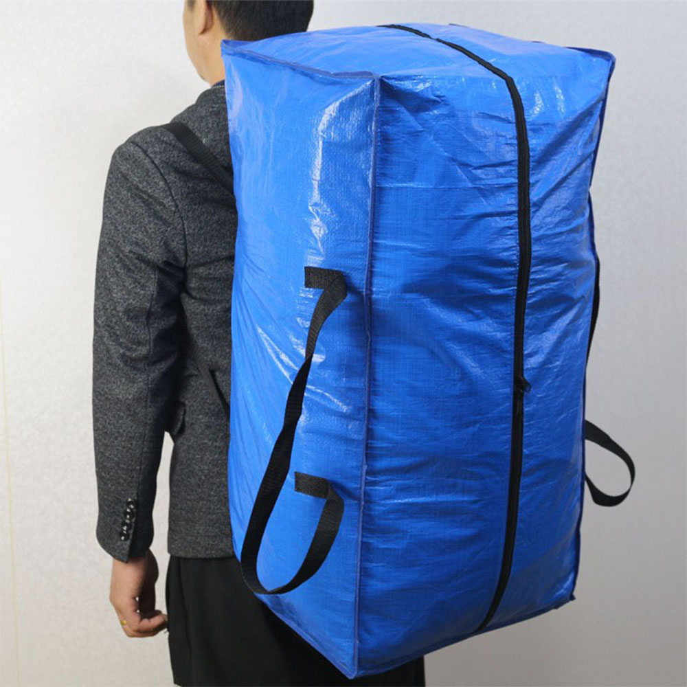 (4er Set) Wasserdichte XXL Aufbewahrungs Tasche PE Umzugstasche mit Reissverschluss - Blau