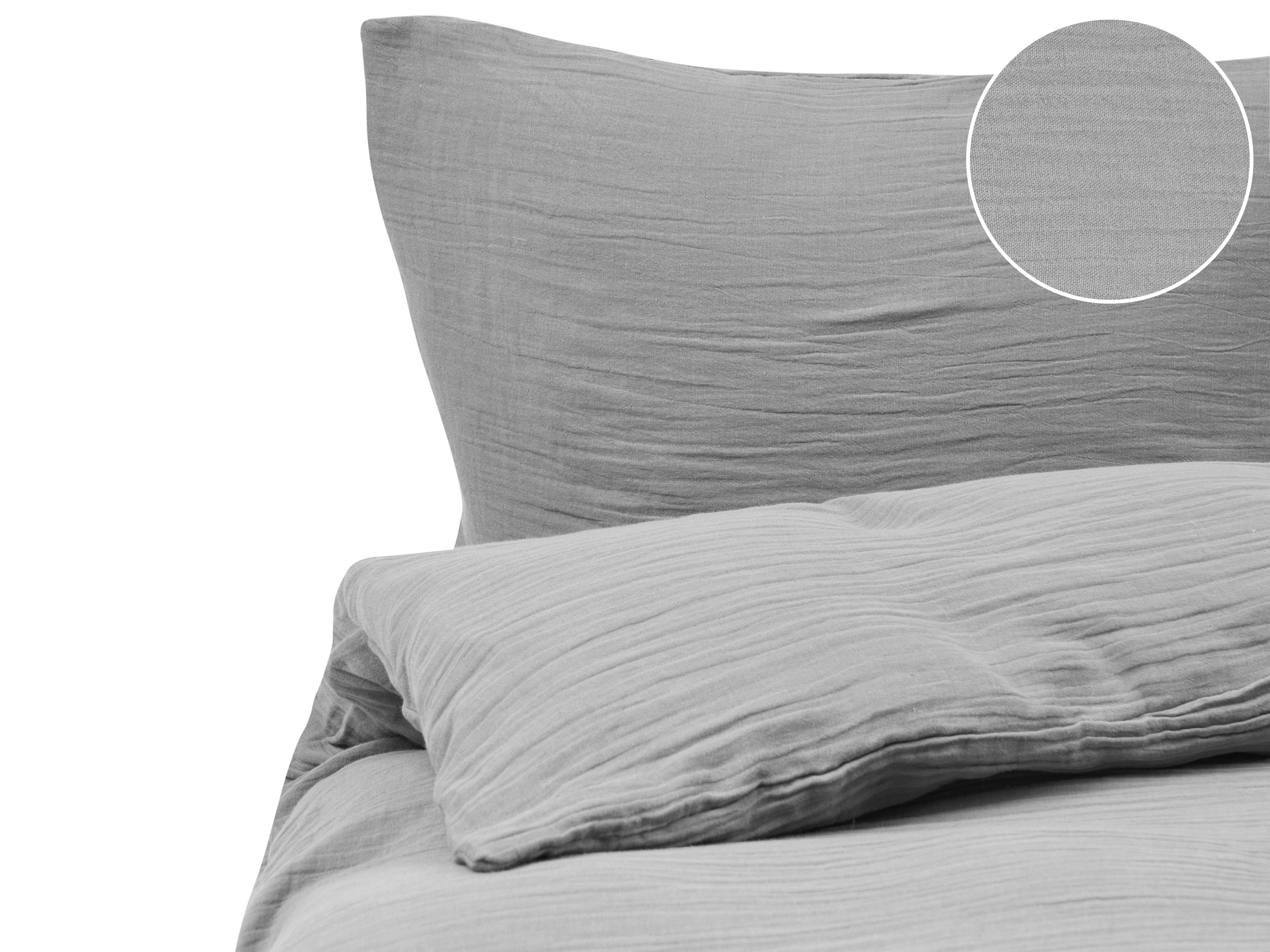 Dekbedovertrekset SUMNER Mousseline 220 x 240 cm Lichtgrijs