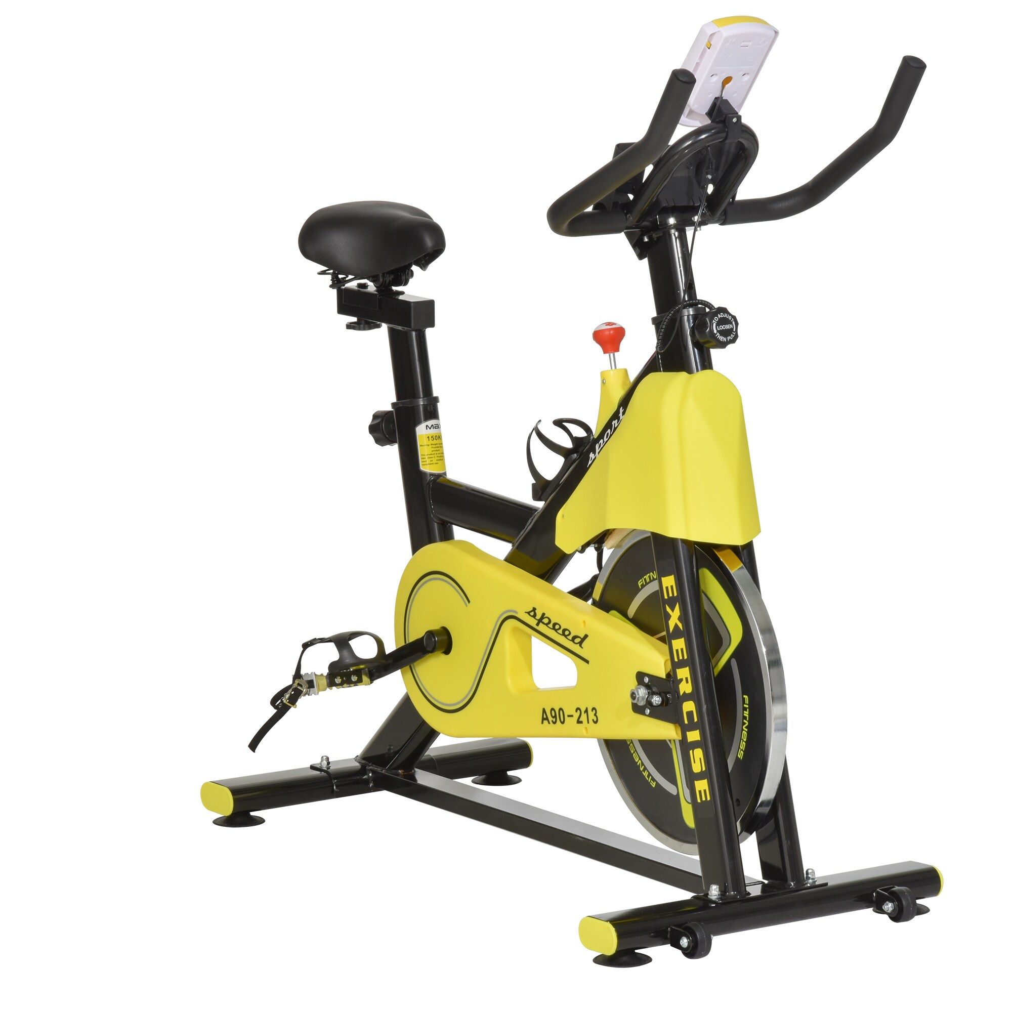 HOMCOM Fahrradtrainer höhenverstellbar gelb, schwarz 50 x 100 x 101-113 cm (BxTxH)