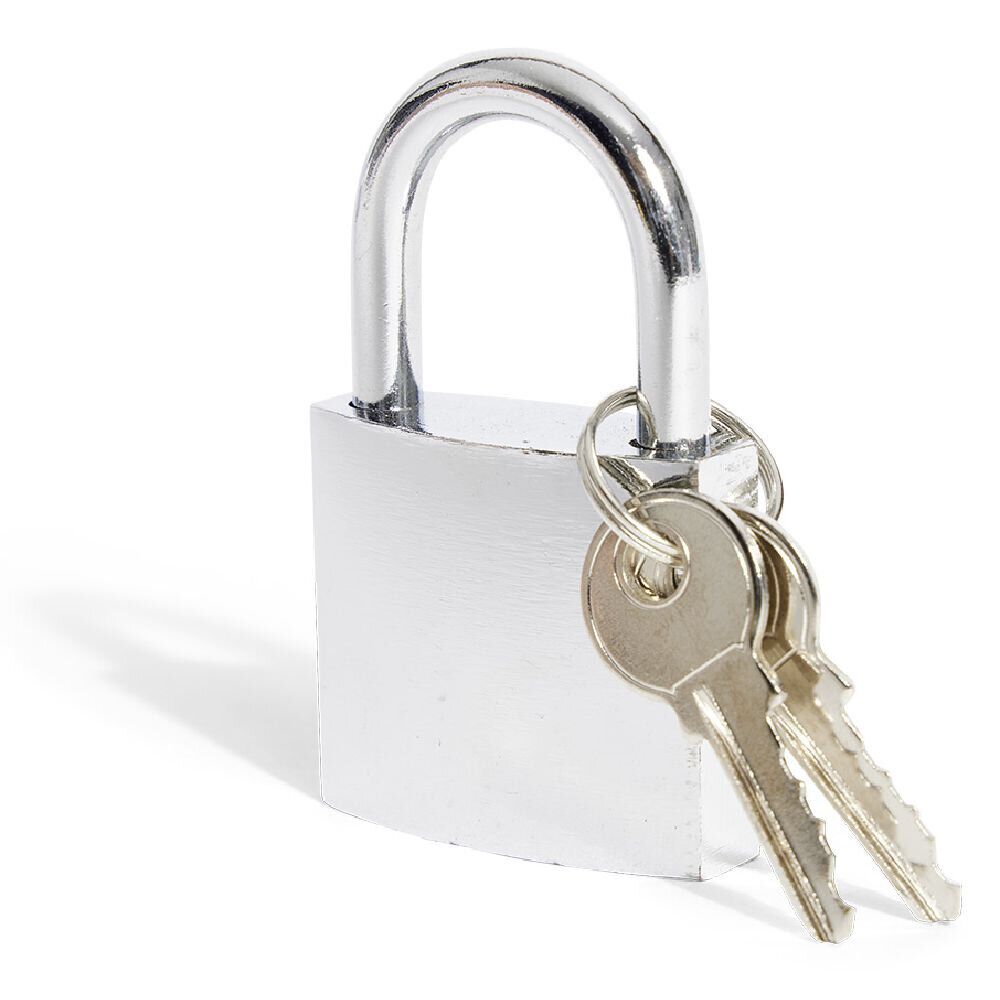 Cadenas en acier gris chromé de 38 mm - 2 clés