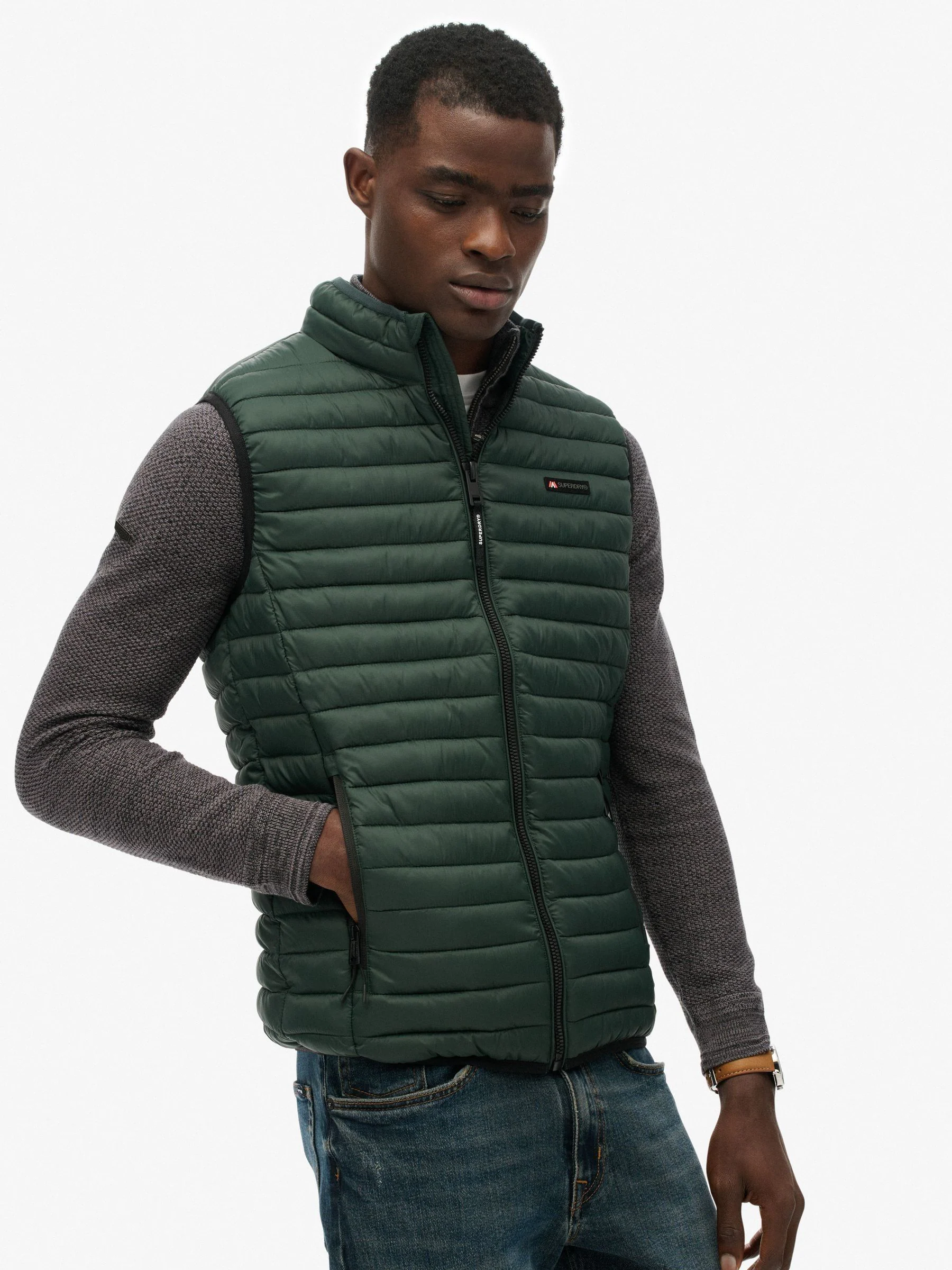 Groen - Superdry Fuji Lite gewatteerde bodywarmer