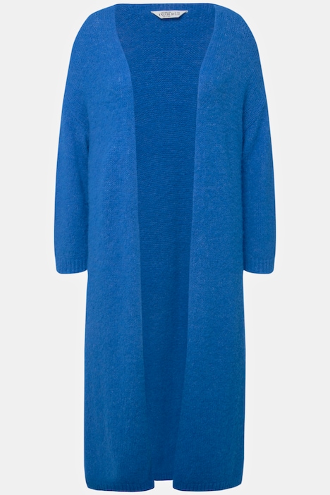 Long-Strickjacke, oversized, offene Form, Langarm