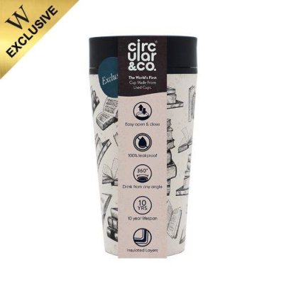 Book Black And Cream Recycled Travel Cup 12Oz