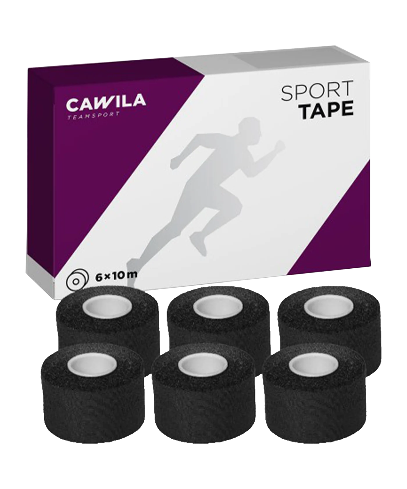 Cawila Sporttape COLOR 3,8cm x 10m 6er Set Schwarz