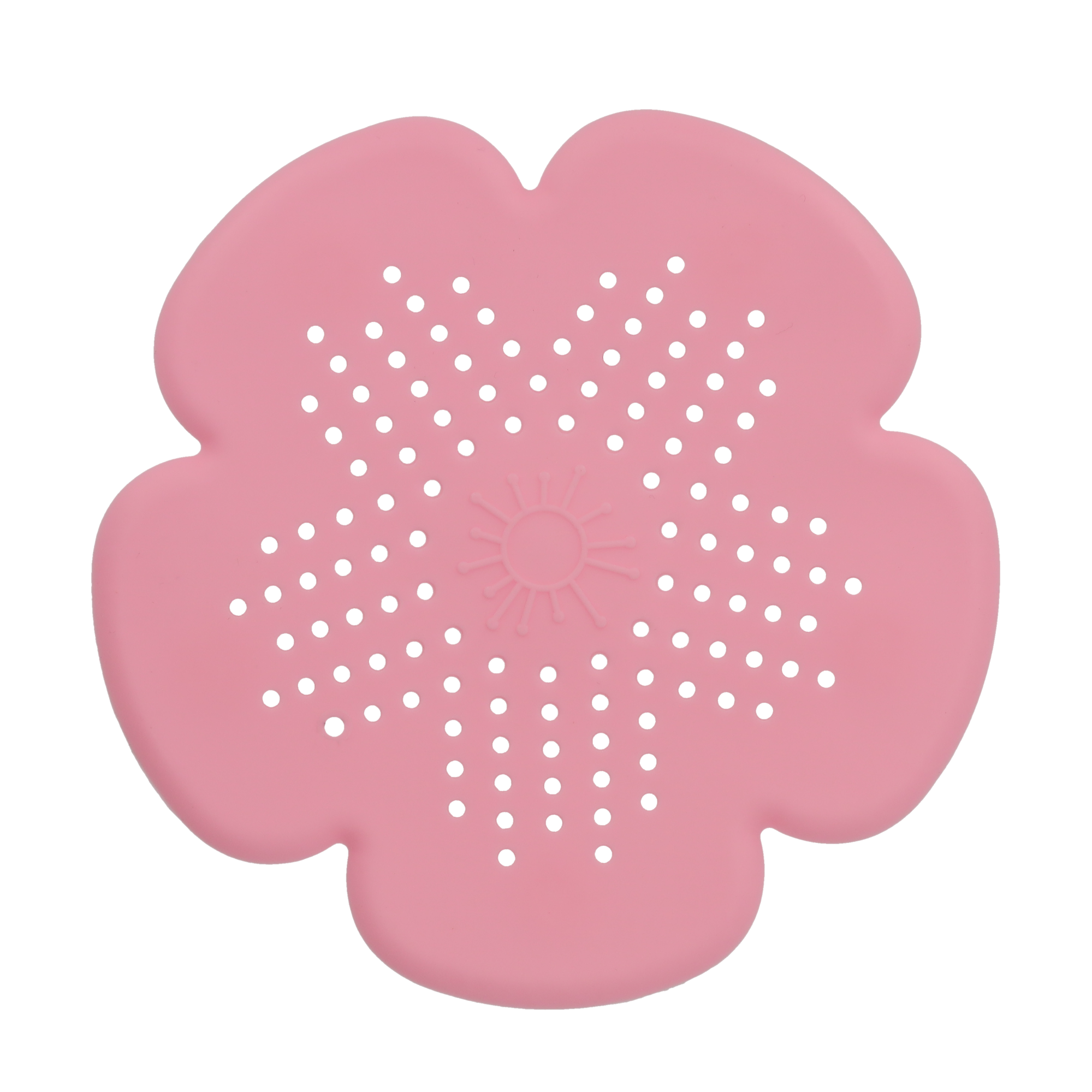 Silikon Abfluss Haarfänger Abflusssieb Küche Bad mit Saugnäpfen Blumen-Design - Rosa