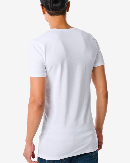 t-shirt homme slim fit col en v - extra long blanc