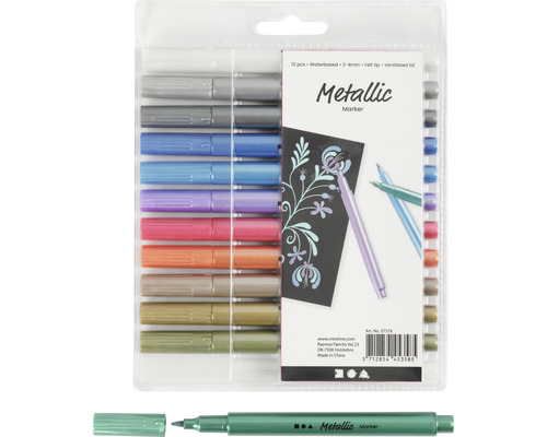 Metalen markers, 12 stuks