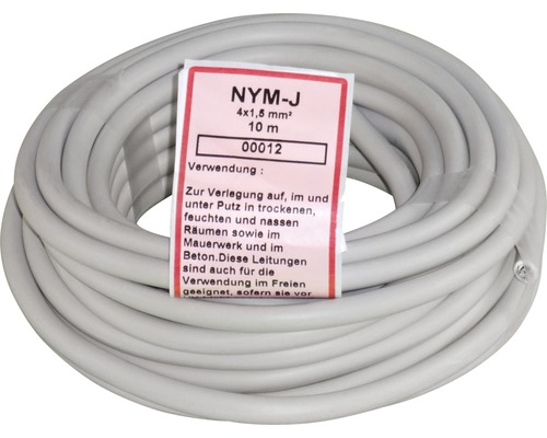 Ommantelde kabel NYM-J 4x1,5 mm² 10 m grijs