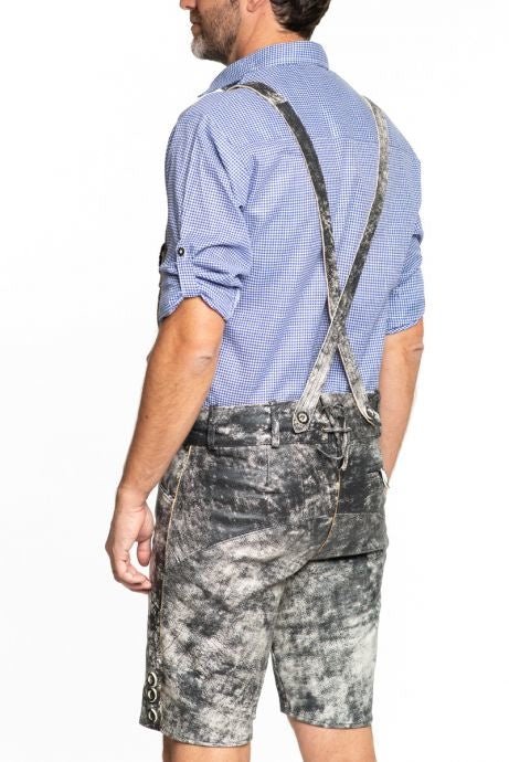 Lederhose Leer Kort Schaduw Zwart en Bretels