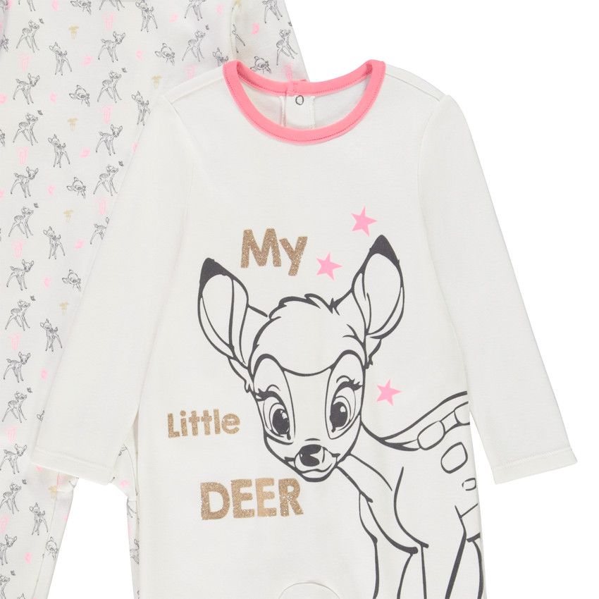 Lot de 2 dors-bien en jersey print Bambi Disney pour bébé fille - Ecru