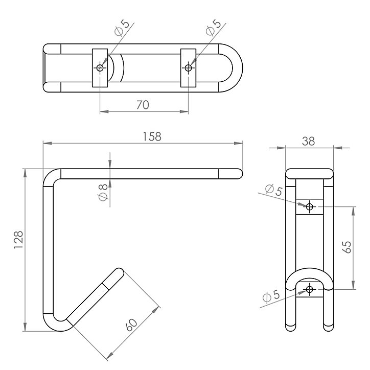 Lot de 2 équerres filaire 2 en 1 à visser L. 15,8 cm Cime métal noir