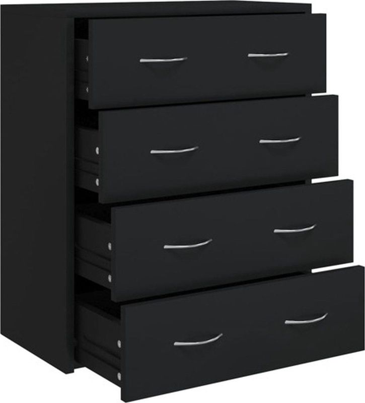 vidaXL - Dressoir - Zwart - Hout - 4 Lades