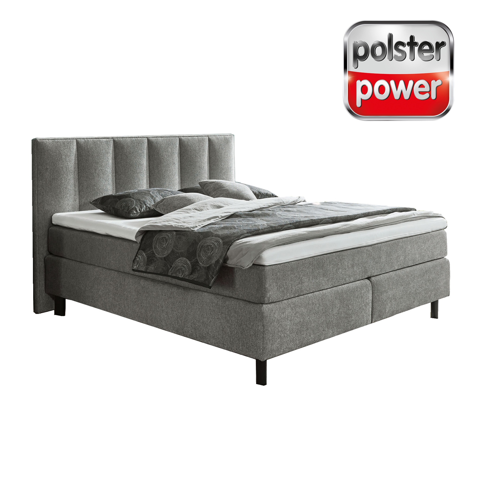 polsterpower Boxspringbett - grau - H3 - 180x200 cm
