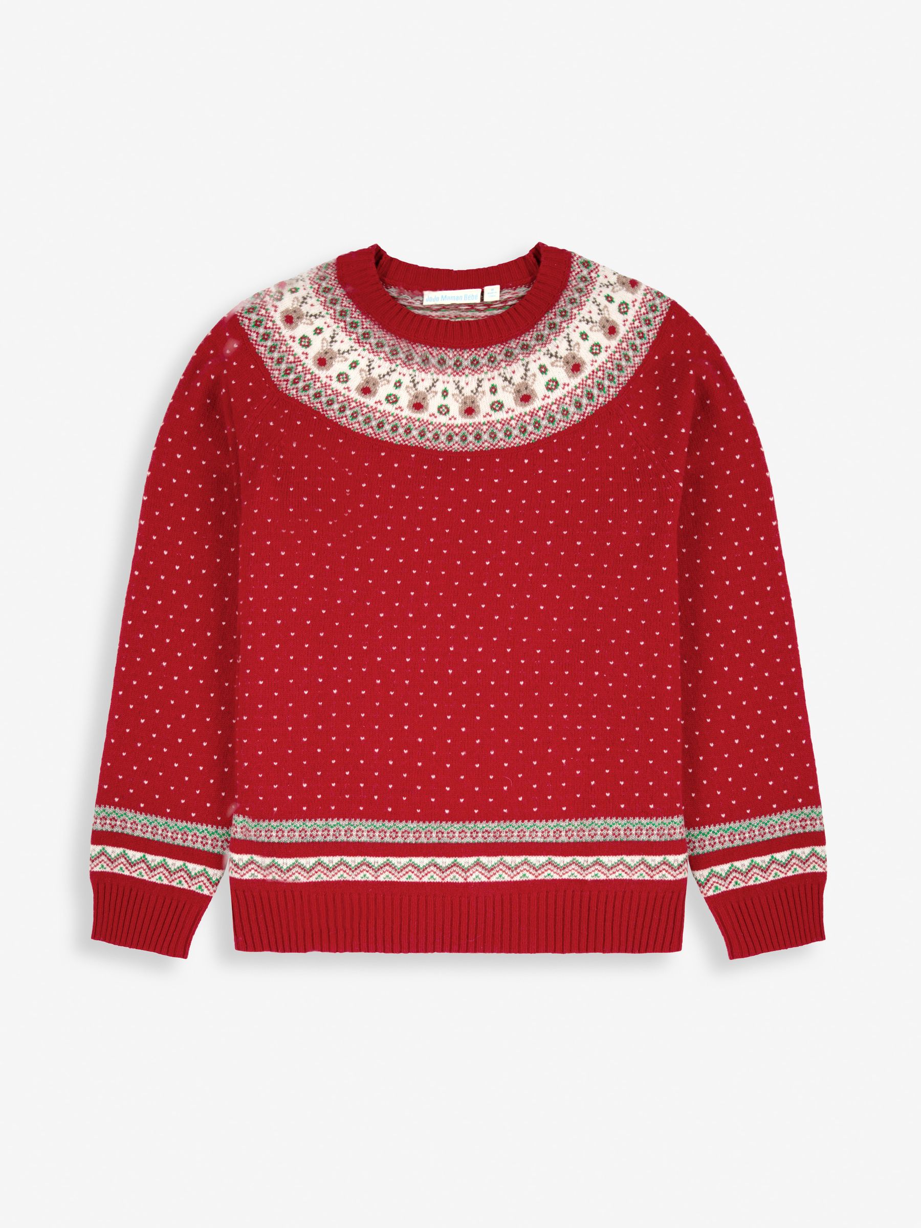 Jojo Maman Bébé gebreide kersttrui met rendierprint en fair isle-patroon