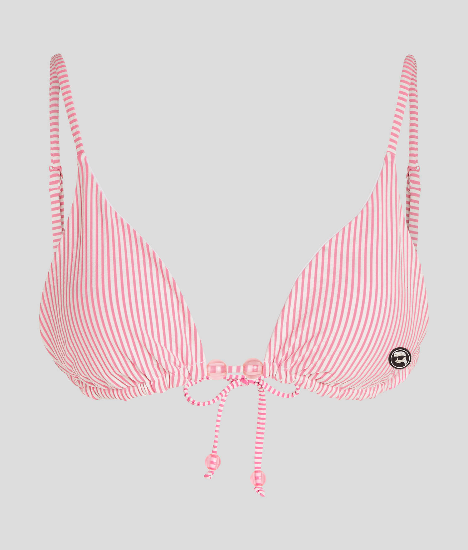 HAUT DE BIKINI TRIANGLE À RAYURES IKON - Rayure blanc-rose