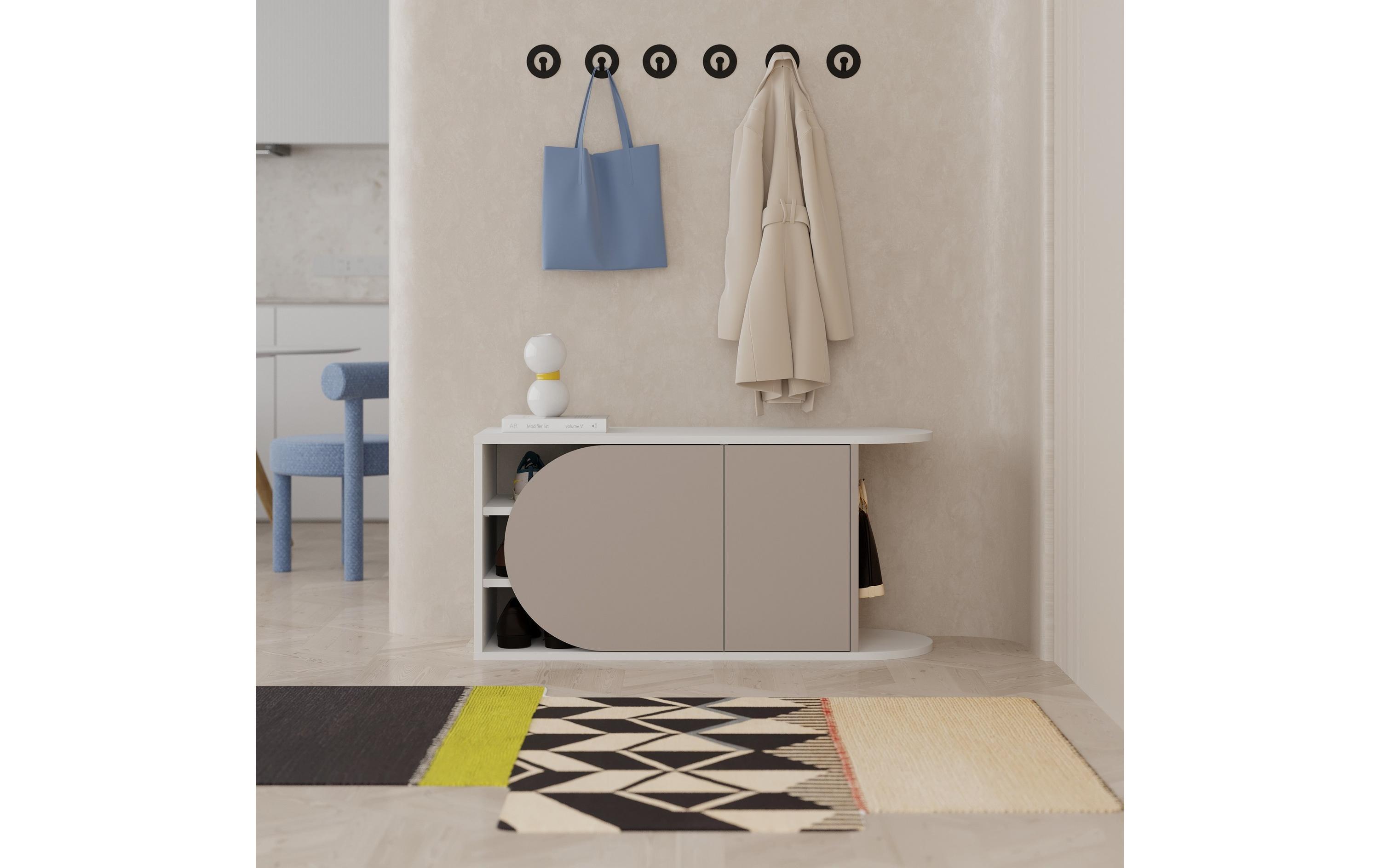 Schuhregal Nova 104 x 50 x 37 cm, Weiss/Mocca<br>Schuhbank