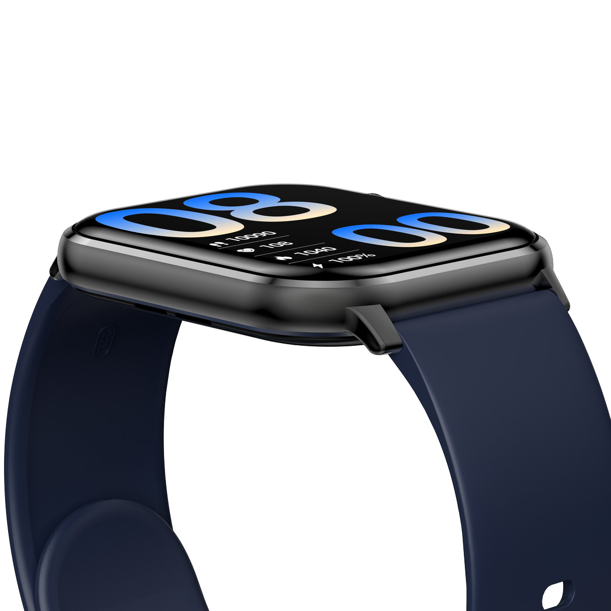 Montre SMARTY 2.0 training mixte connecté métal noir bracelet silicone bleu fonce