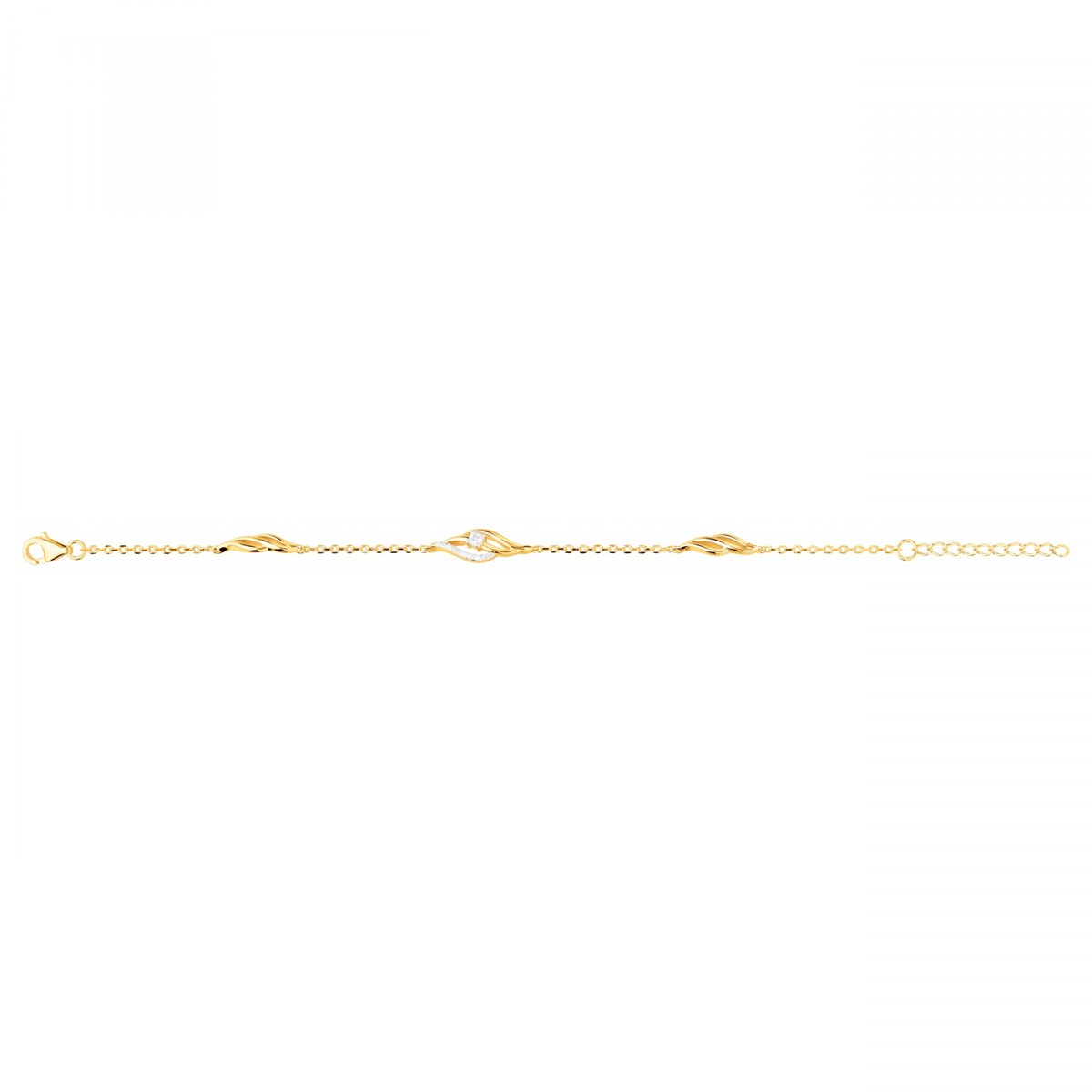 Bracelet souple en Plaqué Or avec oxyde de zirconium blanc