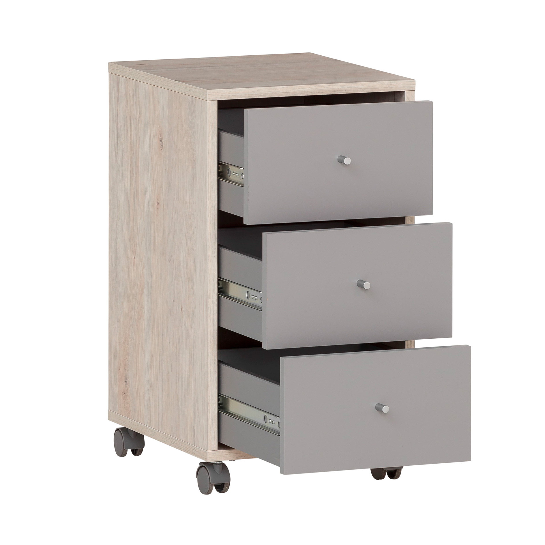 Rollcontainer - Sandeiche-platingrau - 3 Schubladen