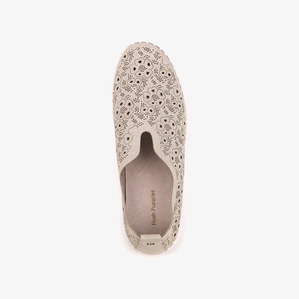 Hush Puppies dames instappers zilver met glans
