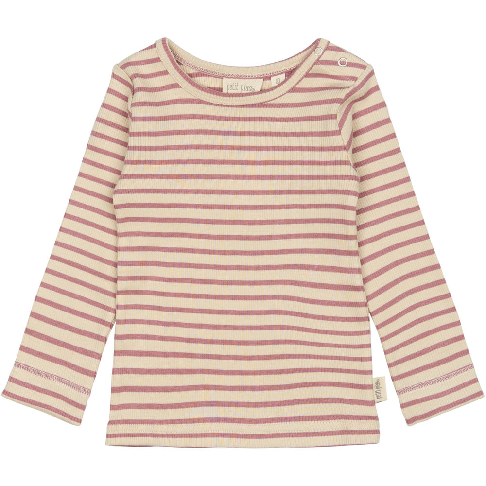 Køb Petit Piao Nostalgic Rose/off White T-shirt L/S Modal Striped