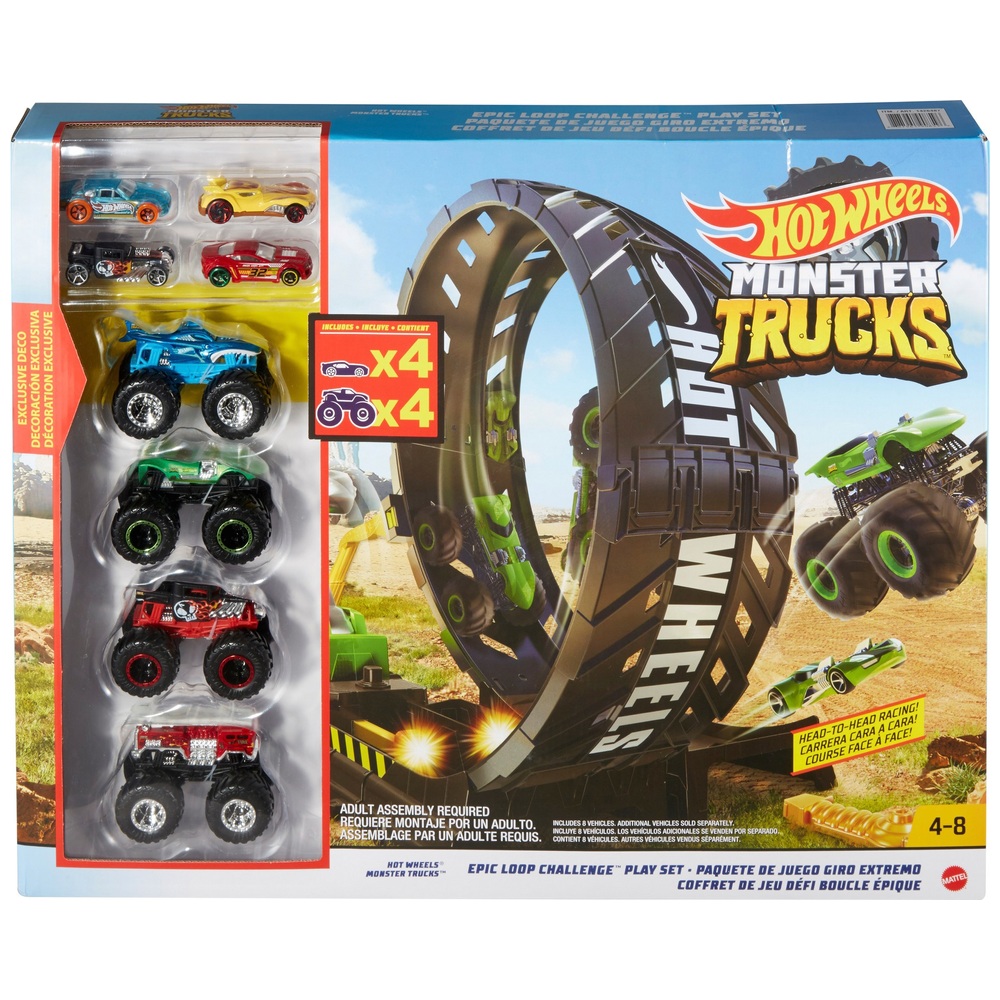 Hot Wheels Monster Trucks Epic Loop Challenge Spielset und 8 Fahrzeuge