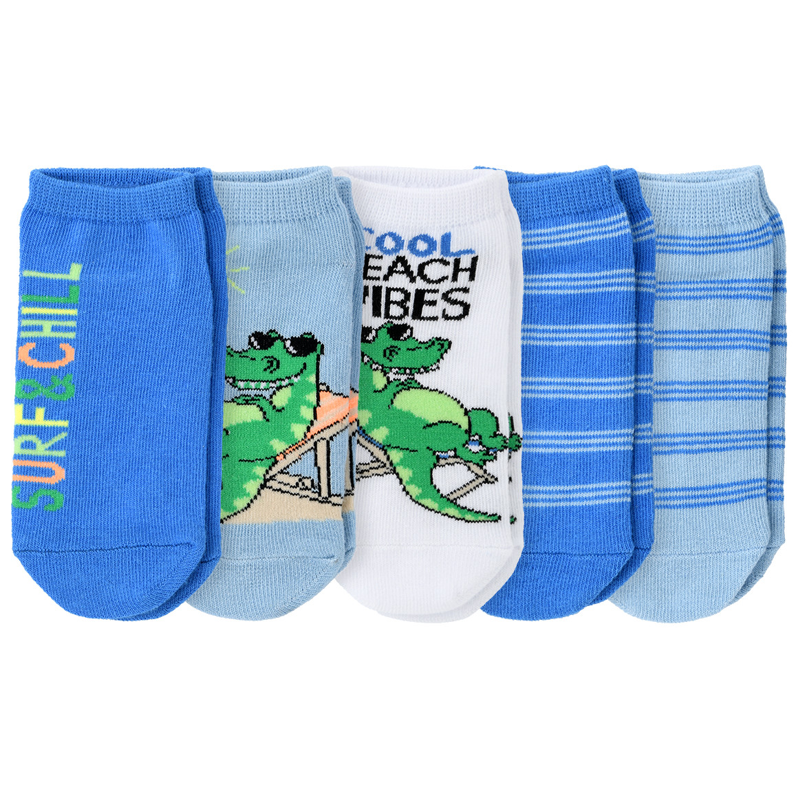Famy 5 Paar Jungen Sneaker-Socken im Set hellblau / blau / weiss