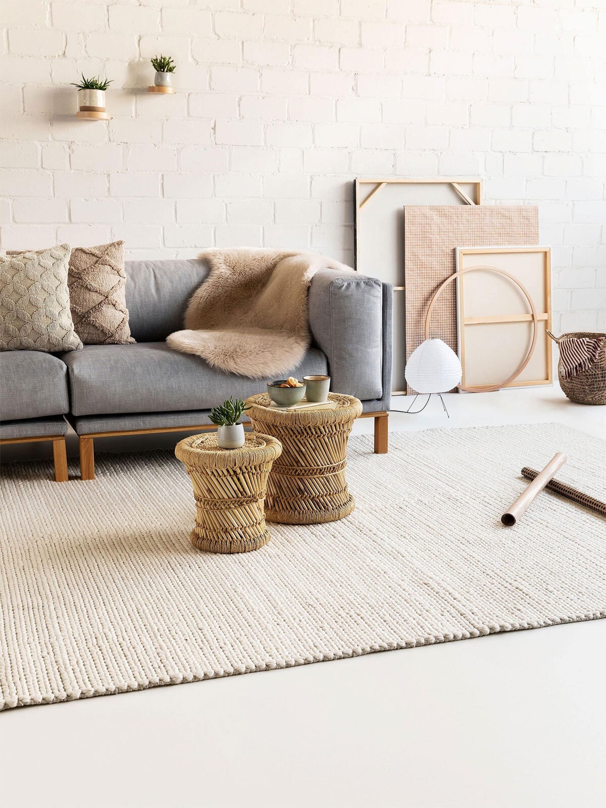 benuta pure Wollteppich UNO 120 x 170 cm cream