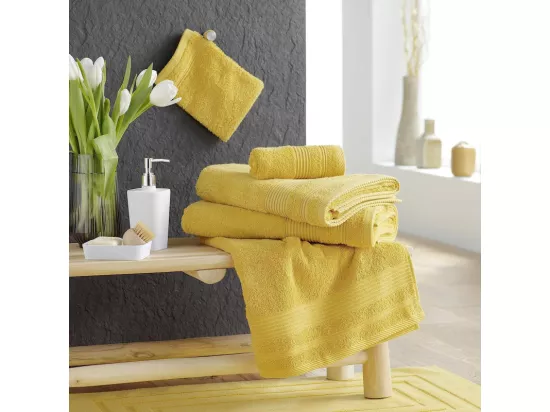 Drap de douche en coton éponge - Jaune - 70 x 130 cm