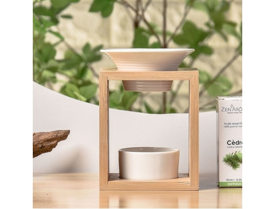 ZEN AROME - Diffuseur d'huiles essentielles Brûle parfum en bambou et céramique naturéa arina