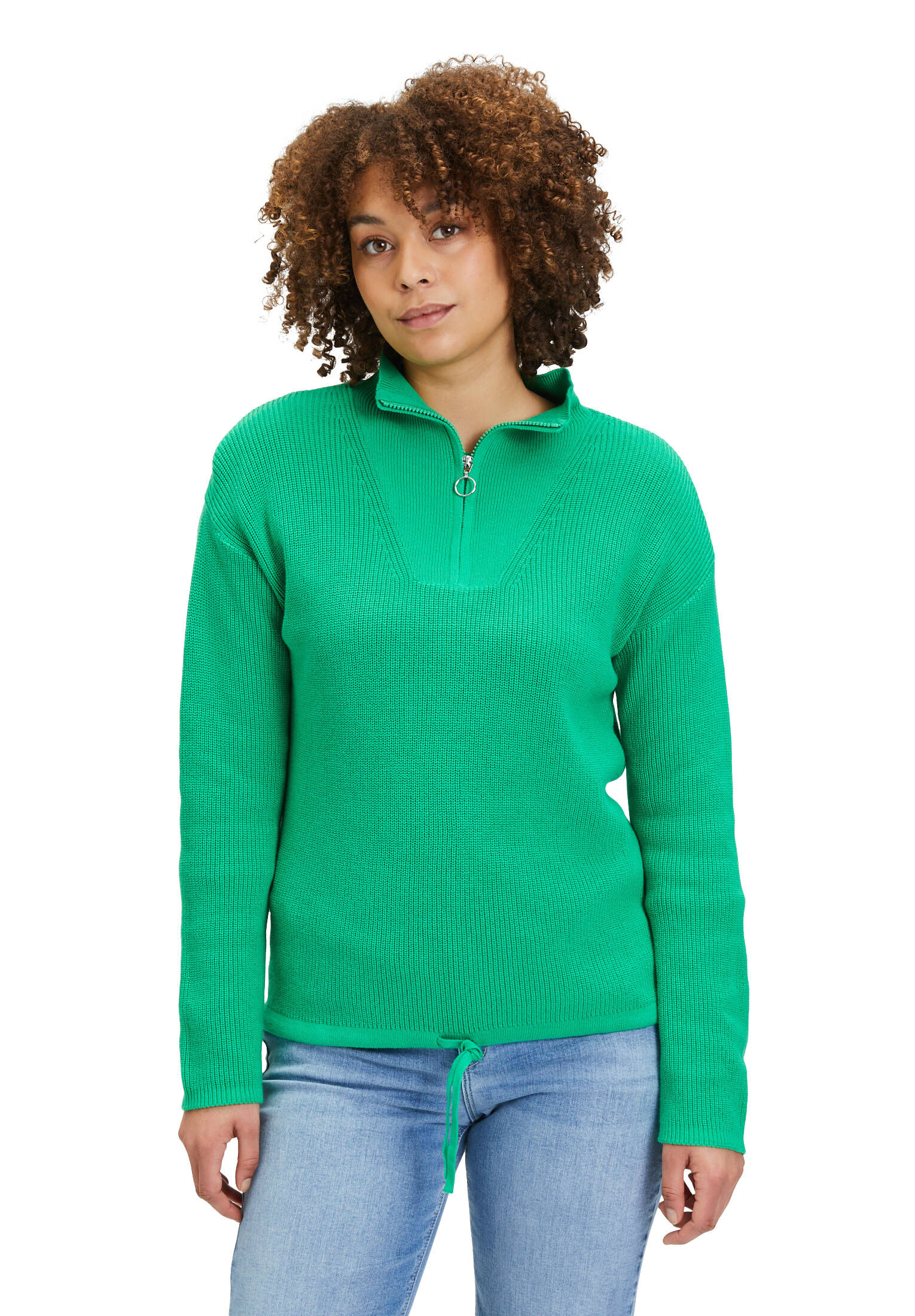Cartoon| Damen Basic-Strickpullover mit Stehkragen